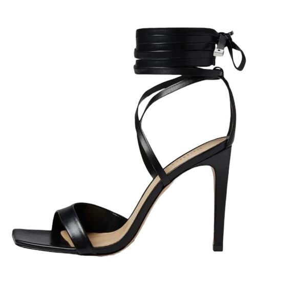 Schutz Bryce Leather Strappy Lace-Up Open Toe Sandals Black Size 9.5 New In Box - Picture 2 of 7